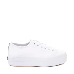 Womens Keds Triple Up Platform Casual Shoe - White / Silver
