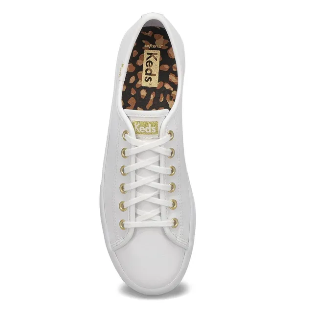 Keds Womens Kickstart Leather Sneaker- White /Gold 4 Keds Womens Kickstart Leather Sneaker- White /Gold - Image 2